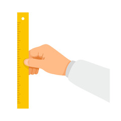 Hand with ruler vector sign