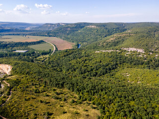 Fototapeta premium Iskar river, passing near village of Karlukovo, Bulgaria