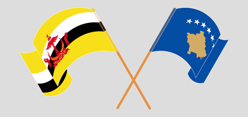 Crossed flags of Brunei and Kosovo