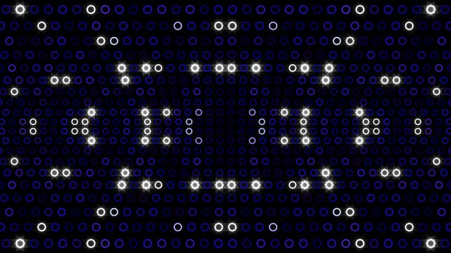 Abstract display with glowing blue-white circles.