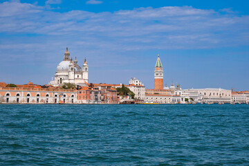 Piazza San Marco with Campanile and Doge Palace - Water View from a Vaporetto in the Lagoon -...