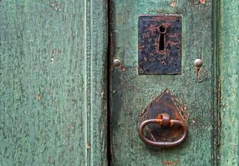 Ancient door detail, Ouro Preto, Minas Gerais, Brazil 