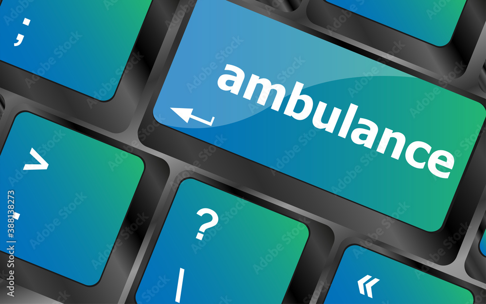 Poster ambulance button on modern computer keyboard key