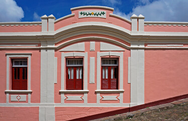 Ancient facade in historical city of Ouro Preto, Brazil 