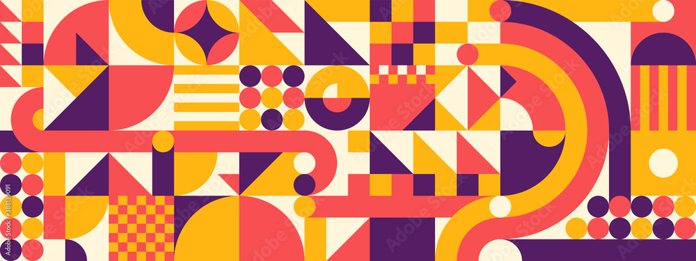 Wall mural geometric abstract pattern design in retro style. vector illustration.