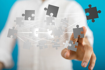 puzzle hand solution concept business.