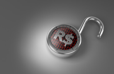 Unlocked Brazil Real data,breached,hacked,vulnerable and unsecured as 3d rendering.