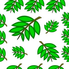 Seamless pattern green leaves beautiful