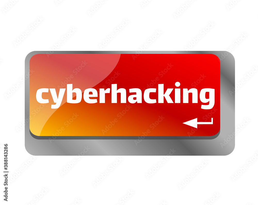 Aufkleber cyberhacking . close up of keyboard, enter computer key.