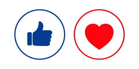 Obraz premium Thumbs up and hearts on a white background