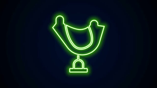 Glowing neon line Wild west saddle icon isolated on black background. 4K Video motion graphic animation.