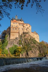 Obraz premium River Zschopau and Castle Kriebstein, Germany