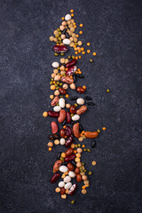 Various legumes. Lentils, beans, pea, chickpea