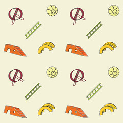 Seamless vector bright pattern for pet store toys for hamsters, mice, rats, ferrets, guinea pigs, rabbits.