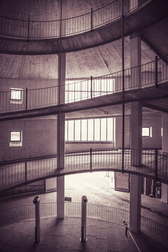Spiral footpath inside empty parkhouse