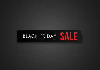 Black realistic  paper banner. Ribbon. Black friday sale. Vector illustration