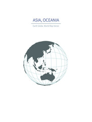 Earth's  Asian,Oceanian Continent Illustration. Earth Globe World Map Series.