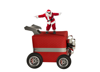 Christmas present like a car. Concept of priority and fast delivery