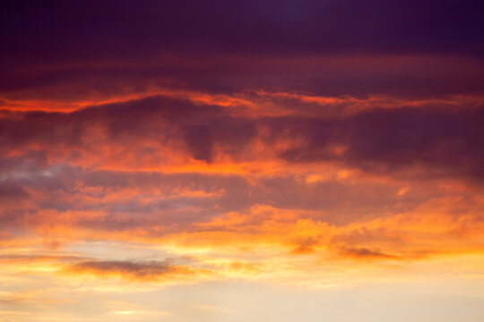 Dramatic sky at fiery sunset