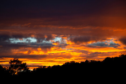 Dramatic sky at fiery sunset