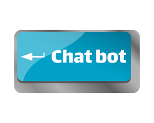 Chat bot . Close up of keyboard, enter computer key.