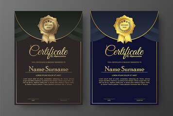 Golden black certificate template design.