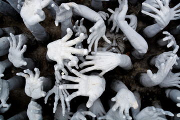 White Temple Thailand white hands 