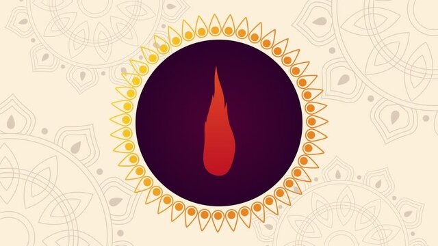 happy bhai dooj celebration animation with flame in mandala