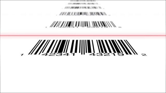 Seamless Universal Product Codes Barcode Scanner Animation on Solid White and Green Screen