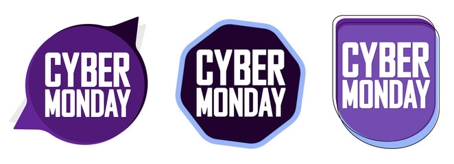 Set Cyber Monday Sale banners design template, discount tags, final season offers, vector illustration