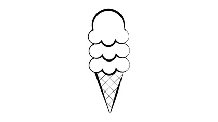 ice cream with several creamy balls on a white background, vector volumetric illustration. sweet milk ice cream, berry flavor. black and white sketch style pencil drawing