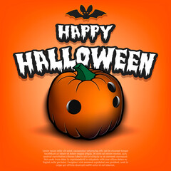 Happy Halloween. Template bowling design. Bowling ball in the form of a pumpkin on an isolated background. Pattern for banner, poster, greeting card, flyer, party invitation. Vector illustration