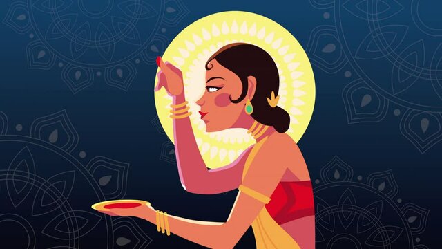 happy bhai dooj celebration animation with sister painting