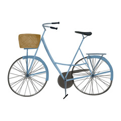 Watercolor illustration of bicycle with basket cute style