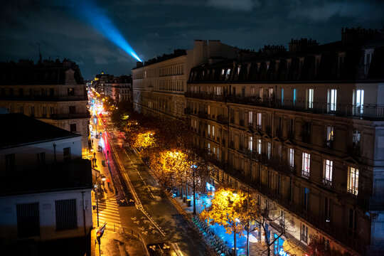 Evening sets in on Paris, France.