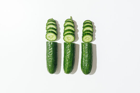 still life of fresh sliced cucumber