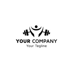 Yoga logo with physical fitness dumbbell icon, Physical Fitness logo icon, green gradient color, company vector design