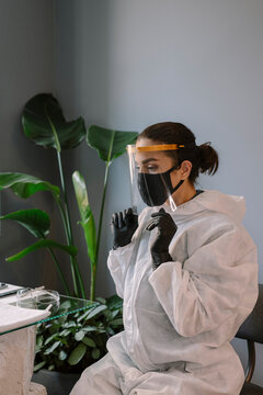 Technician with mask and Face shield
