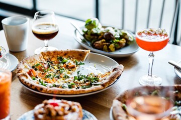 pizza on a table