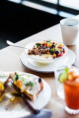 bowl of yogurt on a table