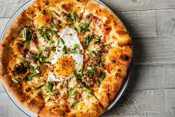pizza on a wooden table