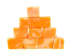 Cubes of Colby Cheese isolated on white