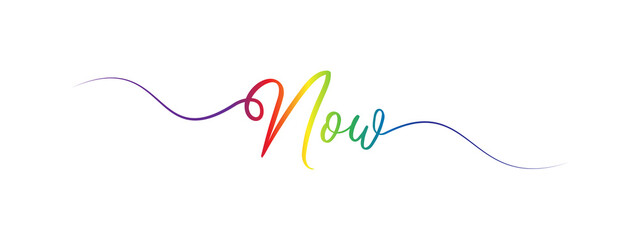 letter now script calligraphy banner colorful