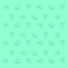 Pattern of Winter hats line art in vector. Wintertime conceptual