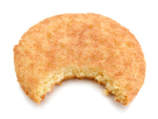 Top side of a snickerdoodle over white.