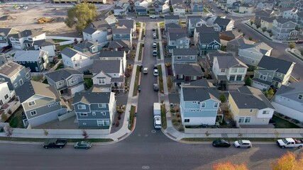 The Beautiful Houses in Pleasant Grove, City in Utah During Sunrise - Aerial Shot