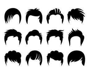 hair style and wig icons set vector illustration - obrazy, fototapety, plakaty