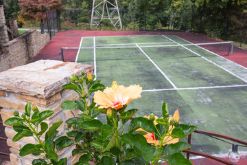 Old Rundown Home Tennis Court 
