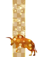 丑　年賀状　干支　背景 