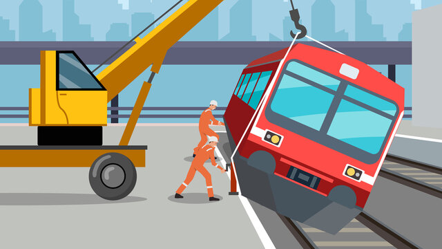 Rescue Operation in a Train Accident Wreckage concept